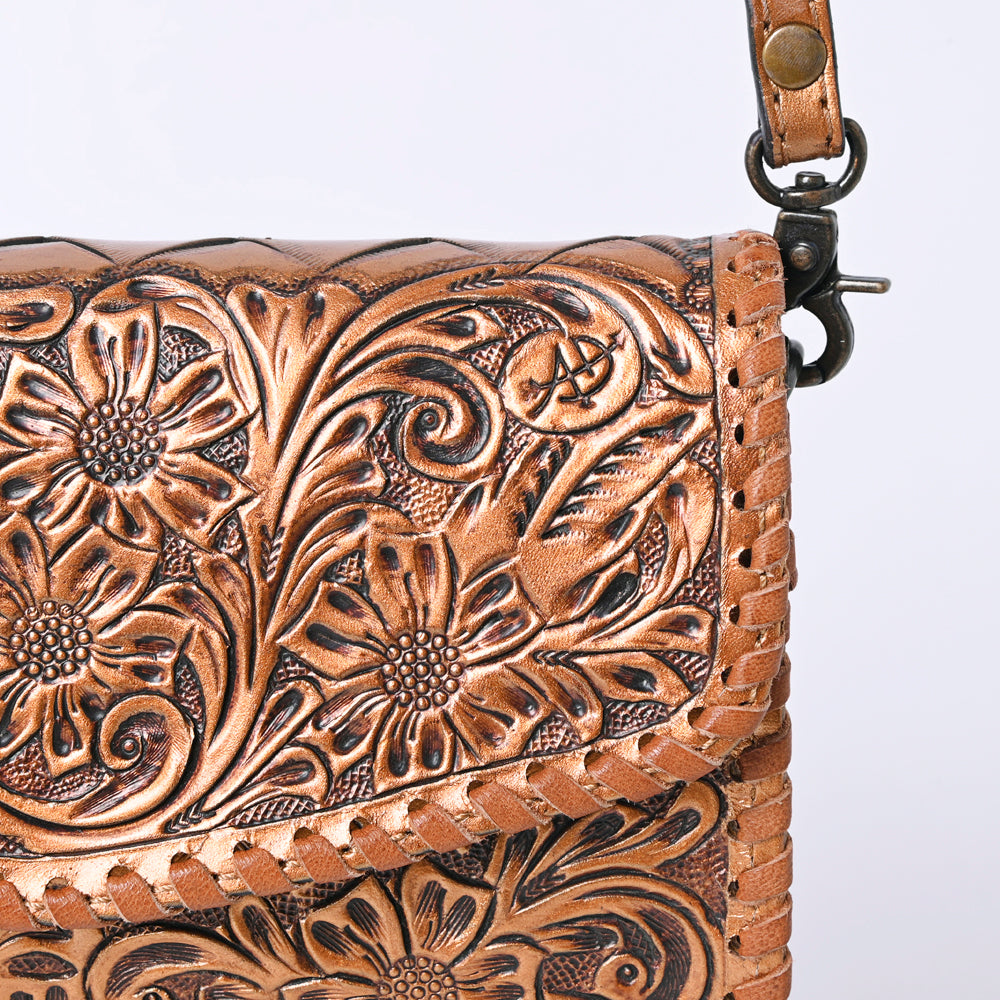 ADBG1133 American Darling Hand Tooled Floral Leather Wallet Bag Western Purse