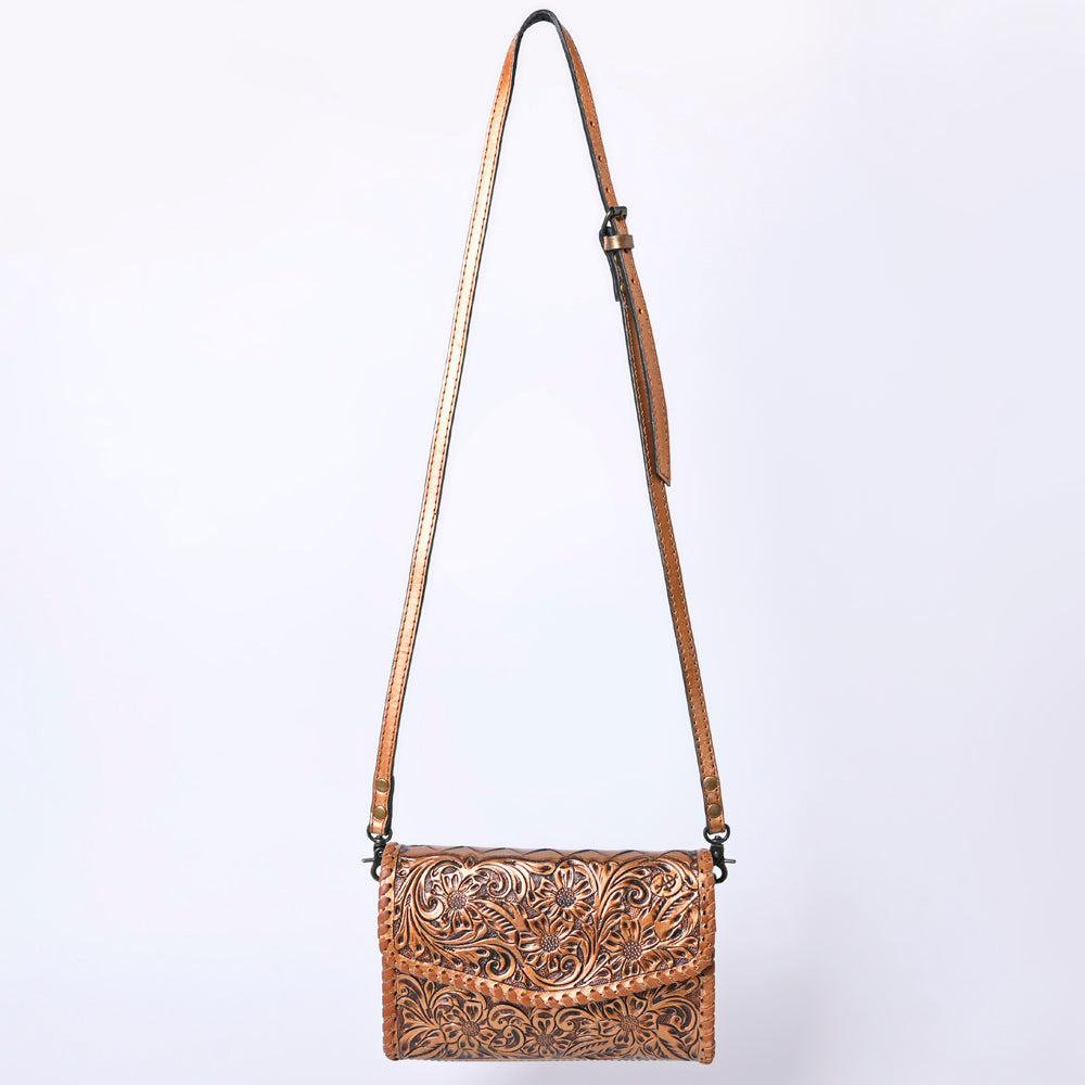 ADBG1133 American Darling Hand Tooled Floral Leather Wallet Bag Western Purse