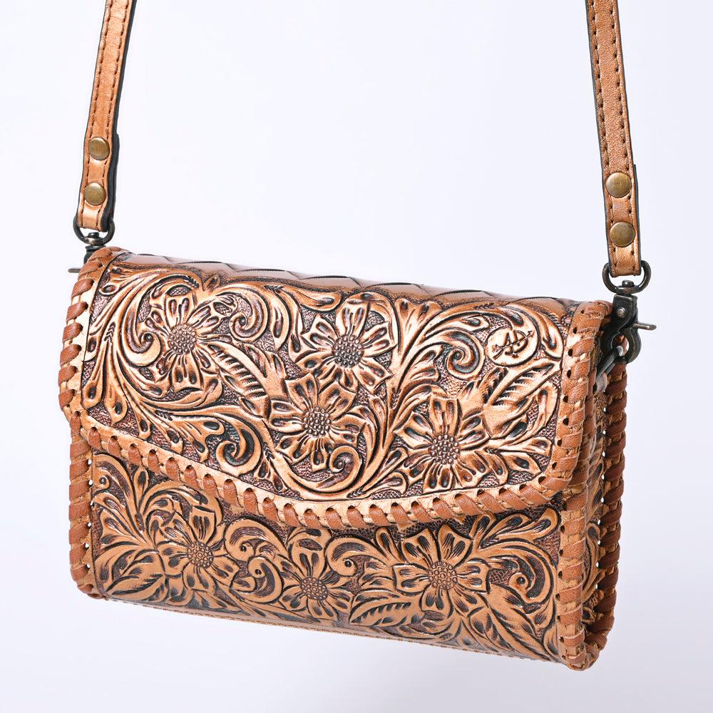 ADBG1133 American Darling Hand Tooled Floral Leather Wallet Bag Western Purse