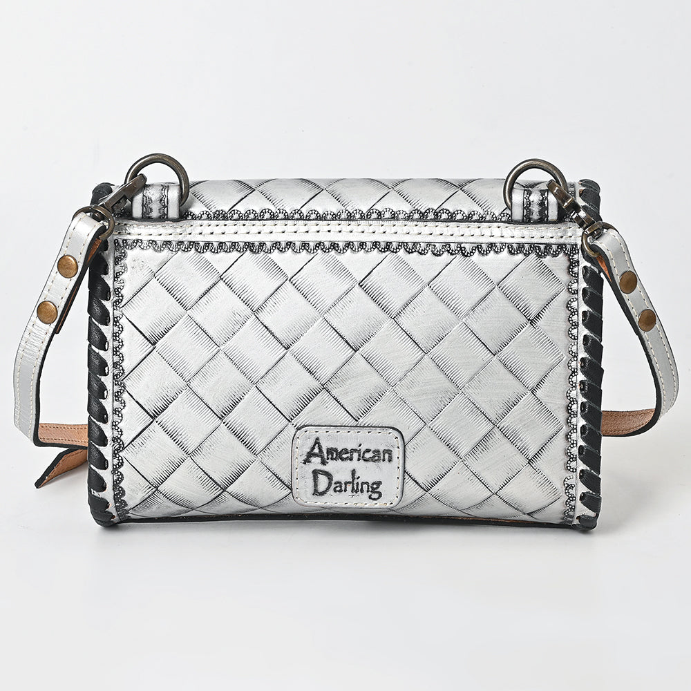 ADBG1133 American Darling Hand Tooled Floral Leather Wallet Bag Western Purse