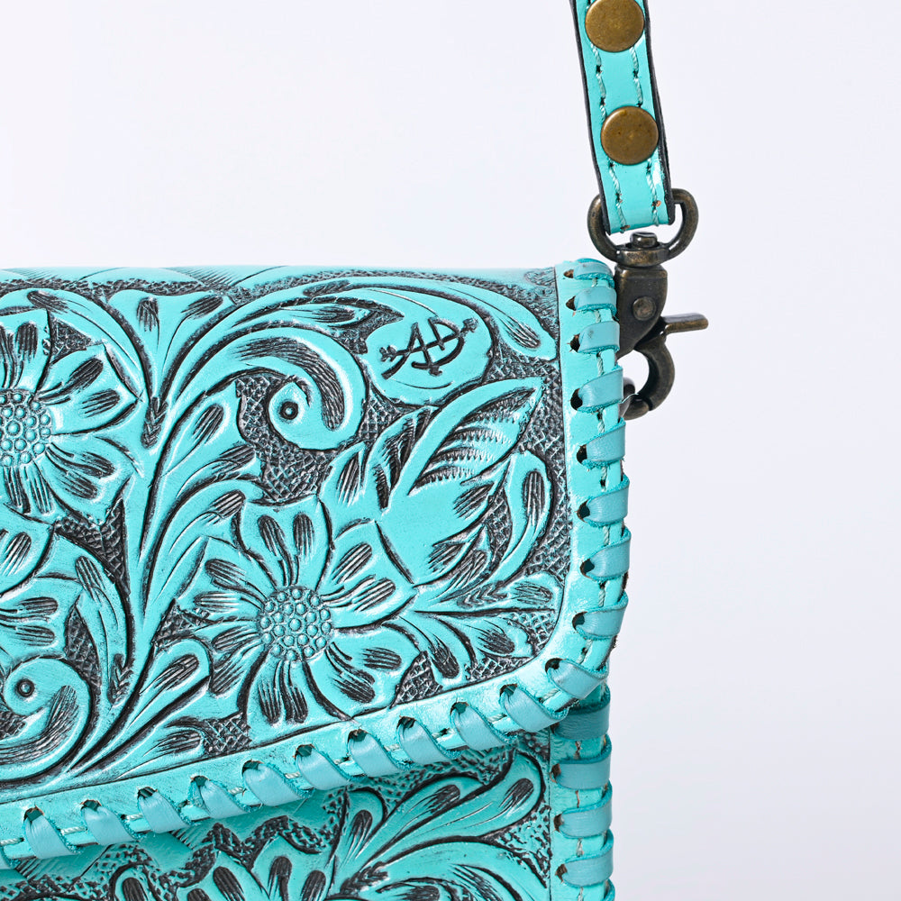 ADBG1133 American Darling Hand Tooled Floral Leather Wallet Bag Western Purse