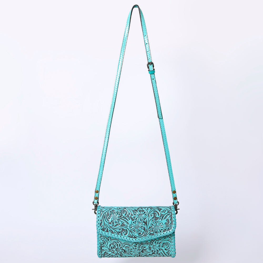 ADBG1133 American Darling Hand Tooled Floral Leather Wallet Bag Western Purse