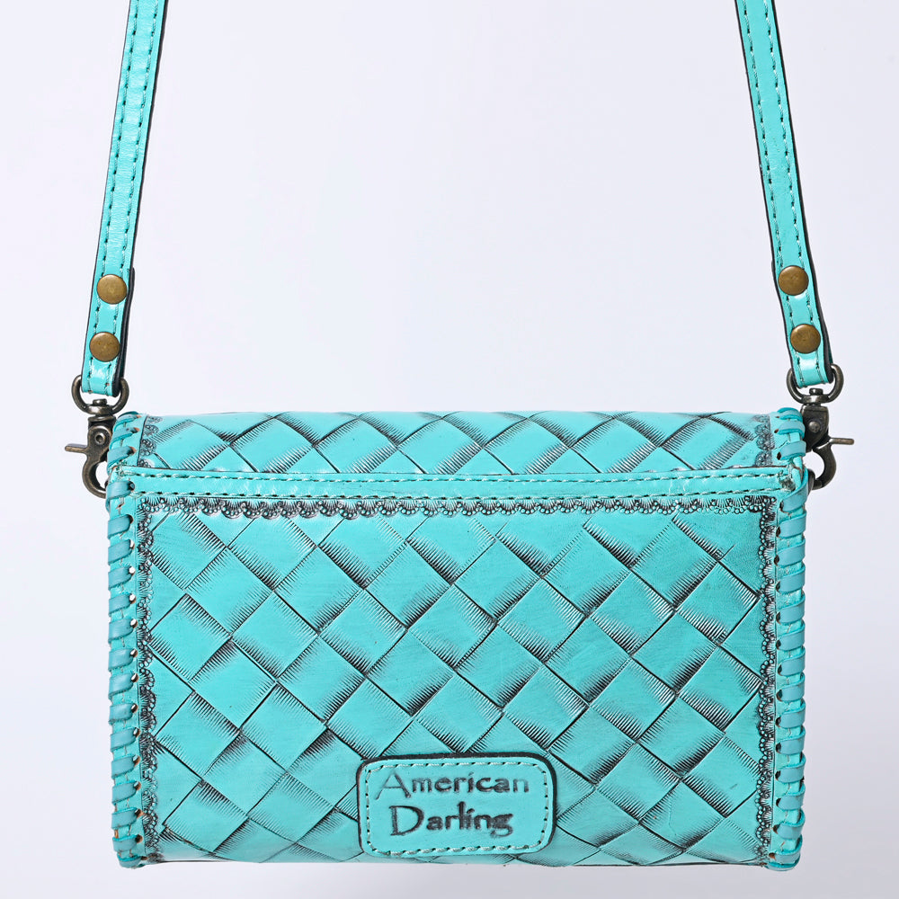 ADBG1133 American Darling Hand Tooled Floral Leather Wallet Bag Western Purse