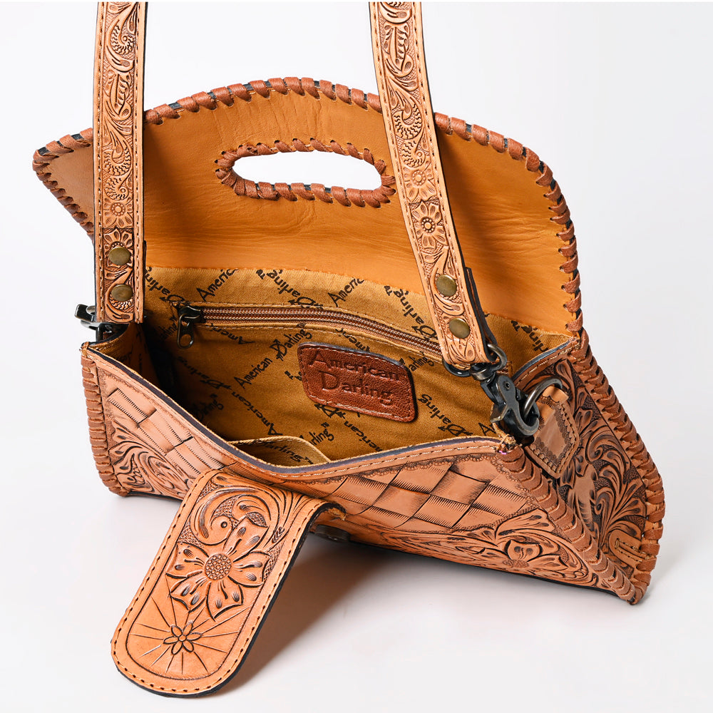 ADBG1134 American Darling Hand Tooled Floral Leather Wallet Bag Clutch & Crossbody Handbag