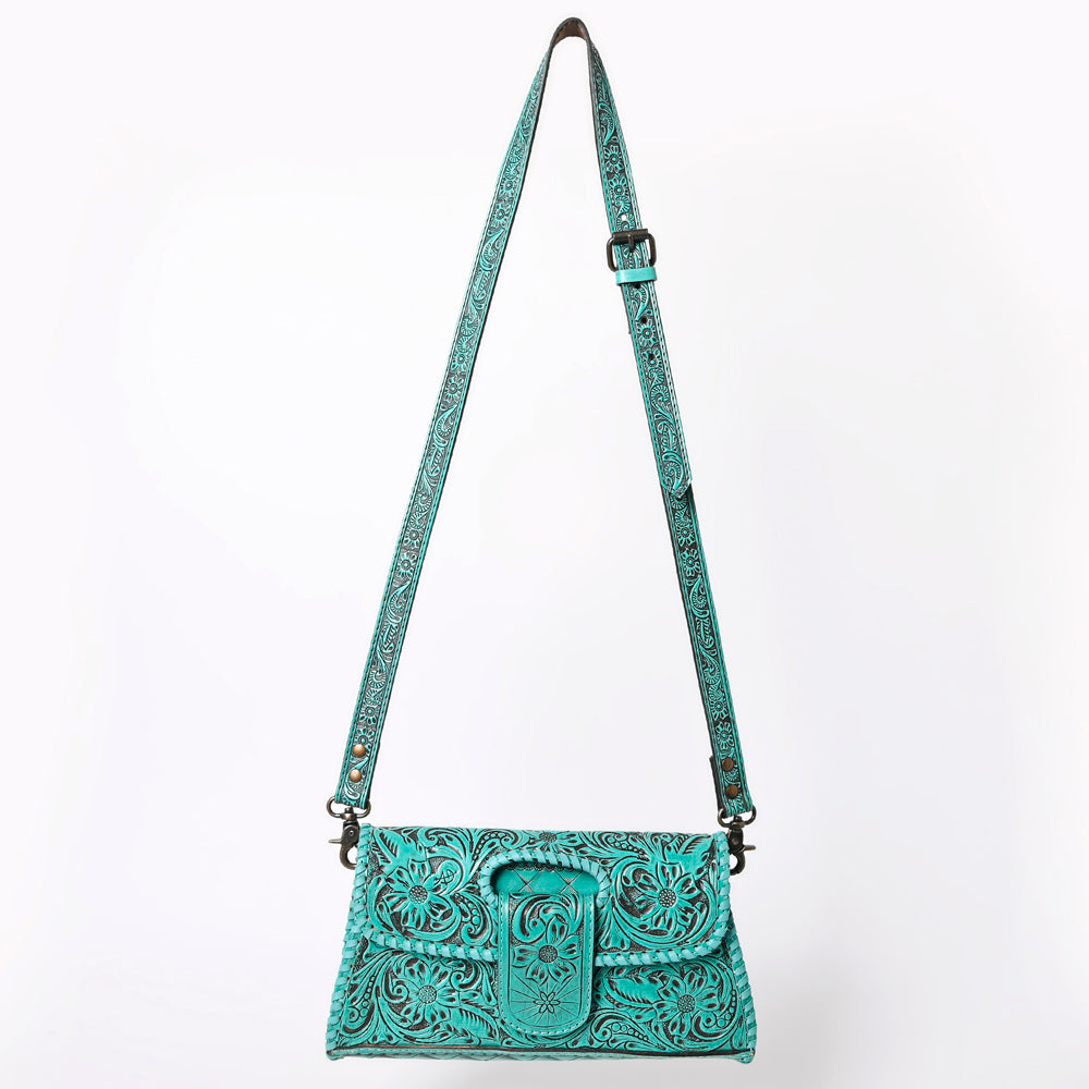 ADBG1134 American Darling Hand Tooled Floral Leather Wallet Bag Clutch & Crossbody Handbag