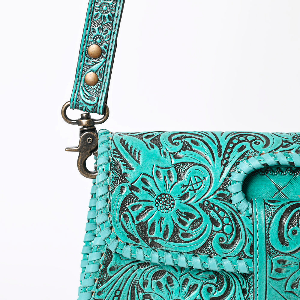 ADBG1134 American Darling Hand Tooled Floral Leather Wallet Bag Clutch & Crossbody Handbag