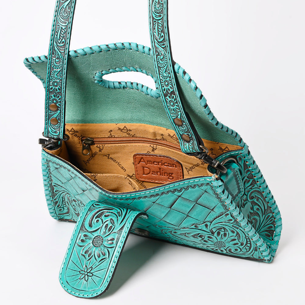 ADBG1134 American Darling Hand Tooled Floral Leather Wallet Bag Clutch & Crossbody Handbag