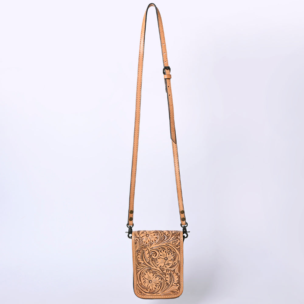 ADBG1135 American Darling Hand Tooled Floral Leather Cell Phone Bag Western Crossbody