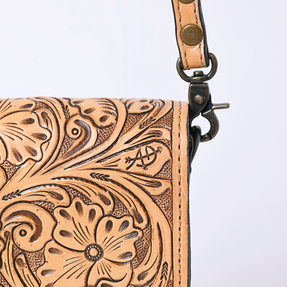 ADBG1135 American Darling Hand Tooled Floral Leather Cell Phone Bag Western Crossbody