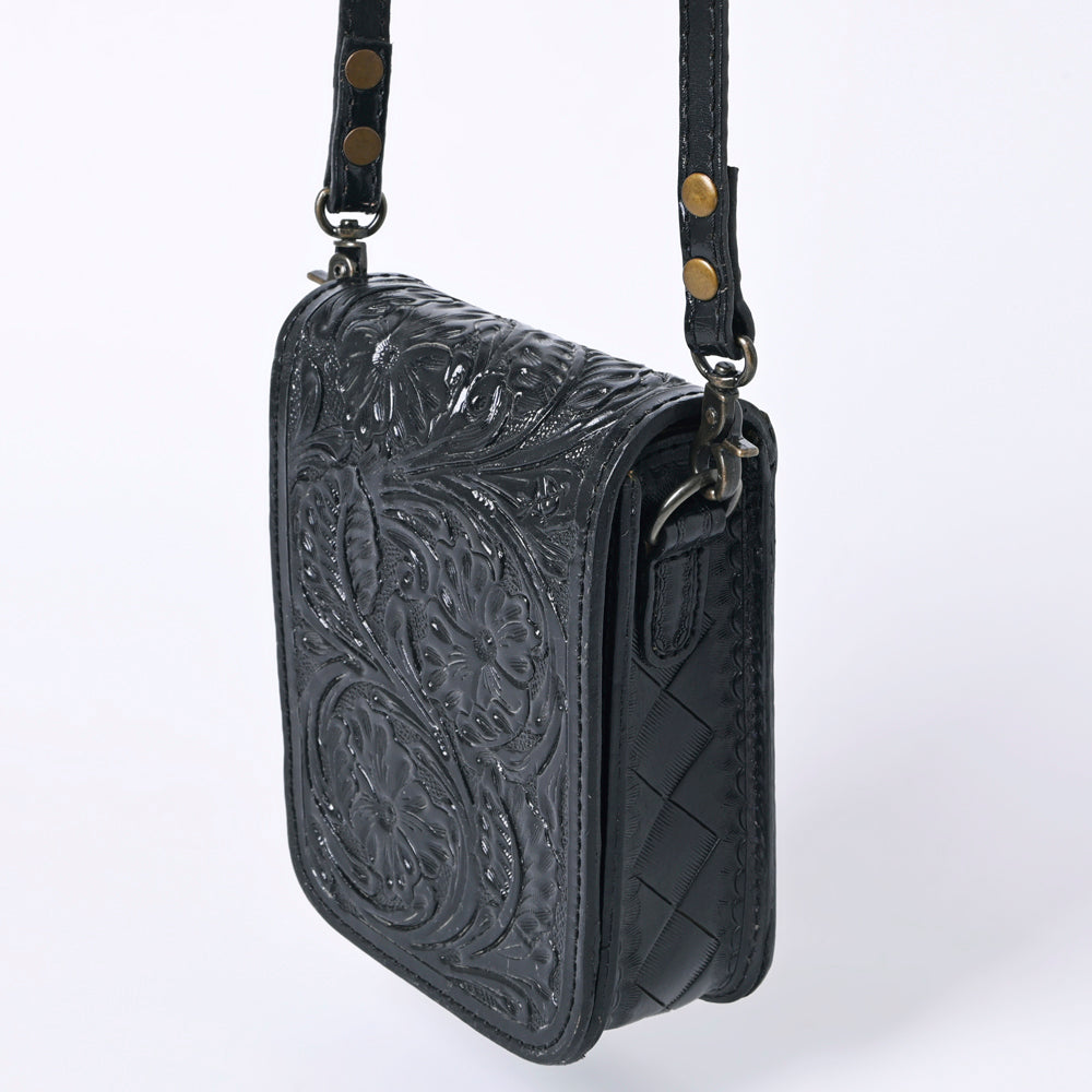 ADBG1135 American Darling Hand Tooled Floral Leather Cell Phone Bag Western Crossbody