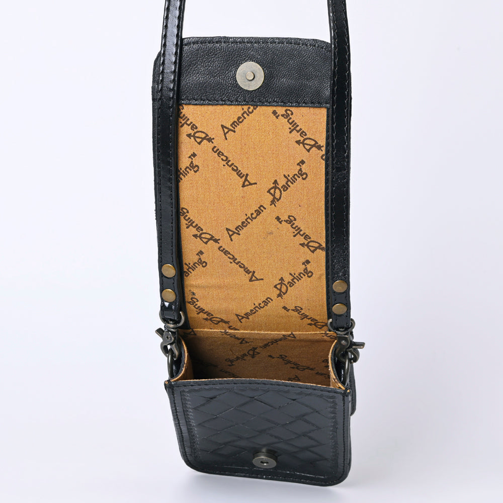 ADBG1135 American Darling Hand Tooled Floral Leather Cell Phone Bag Western Crossbody