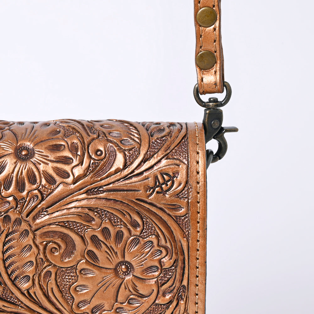 ADBG1135 American Darling Hand Tooled Floral Leather Cell Phone Bag Western Crossbody