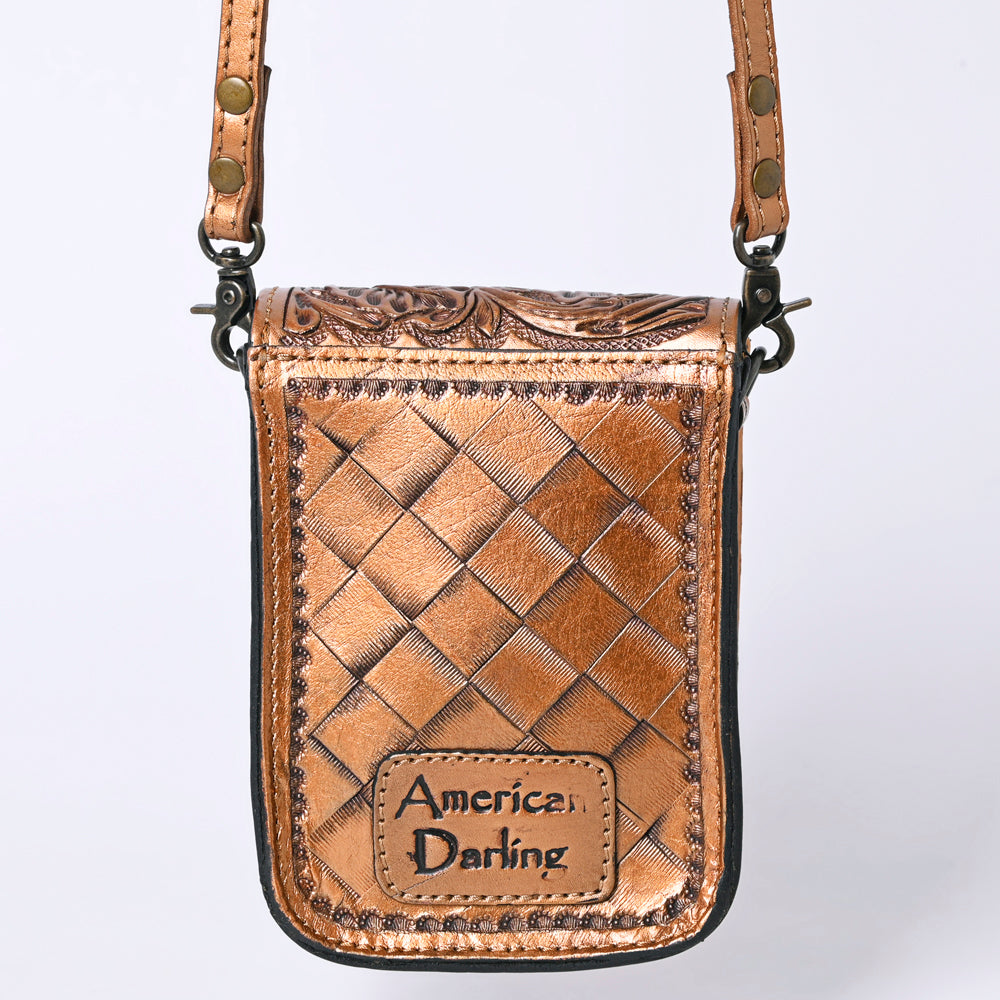 ADBG1135 American Darling Hand Tooled Floral Leather Cell Phone Bag Western Crossbody