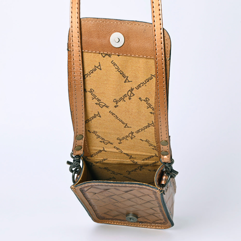 ADBG1135 American Darling Hand Tooled Floral Leather Cell Phone Bag Western Crossbody
