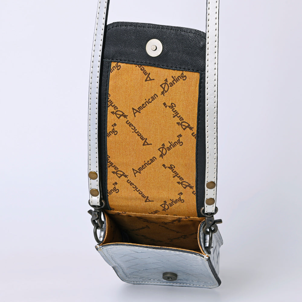 ADBG1135 American Darling Hand Tooled Floral Leather Cell Phone Bag Western Crossbody