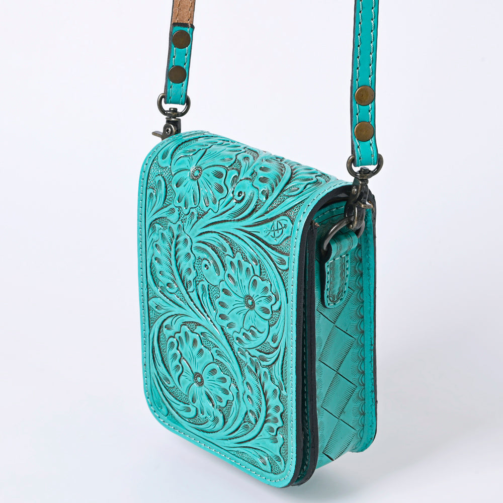 ADBG1135 American Darling Hand Tooled Floral Leather Cell Phone Bag Western Crossbody