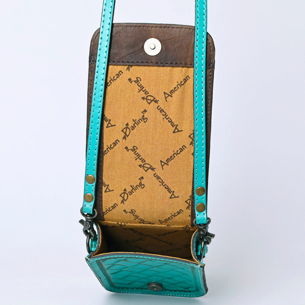 ADBG1135 American Darling Hand Tooled Floral Leather Cell Phone Bag Western Crossbody