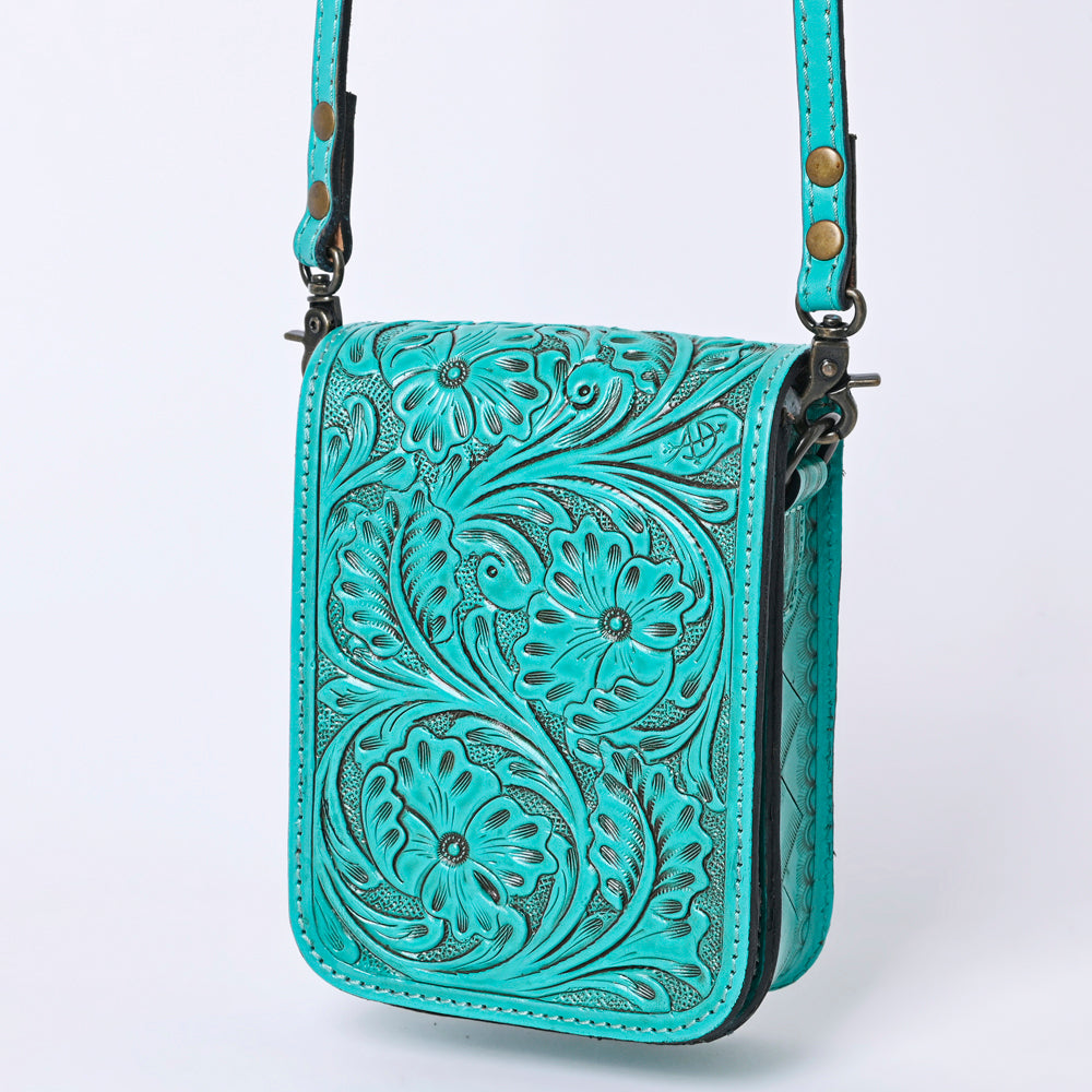 ADBG1135 American Darling Hand Tooled Floral Leather Cell Phone Bag Western Crossbody