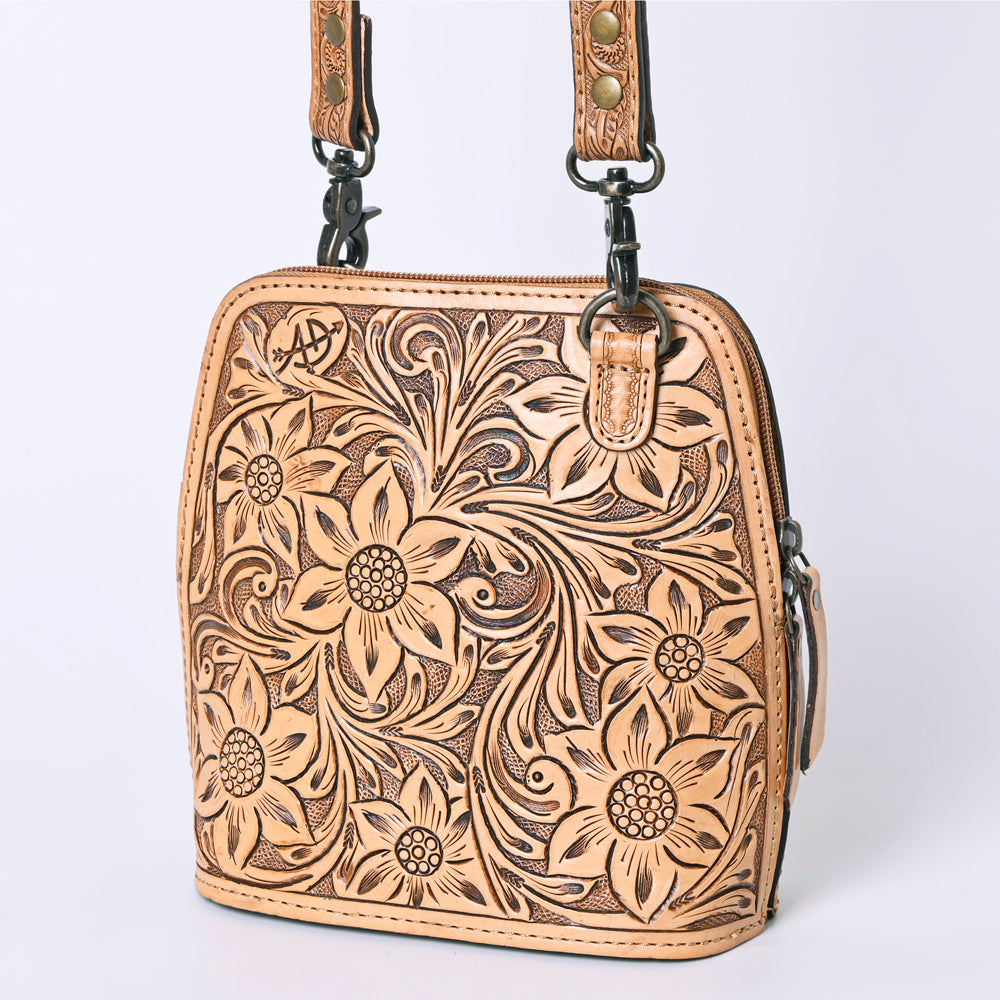 ADBG1136 American Darling Hand Tooled Floral Leather Crossbody Bag