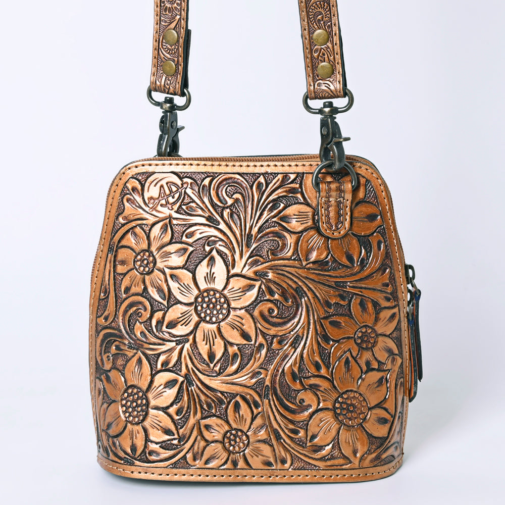 ADBG1136 American Darling Hand Tooled Floral Leather Crossbody Bag