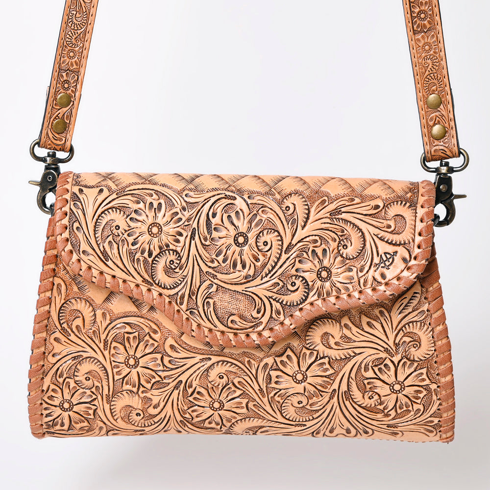ADBG1137 American Darling Hand Tooled Floral Leather Clutch & Crossbody Purse