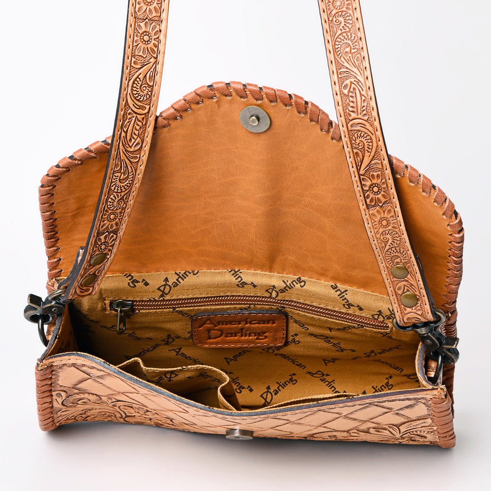 ADBG1137 American Darling Hand Tooled Floral Leather Clutch & Crossbody Purse