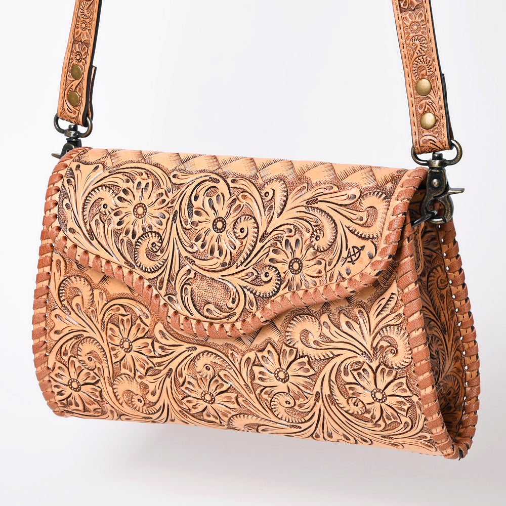 ADBG1137 American Darling Hand Tooled Floral Leather Clutch & Crossbody Purse