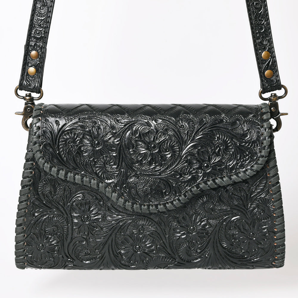 ADBG1137 American Darling Hand Tooled Floral Leather Clutch & Crossbody Purse