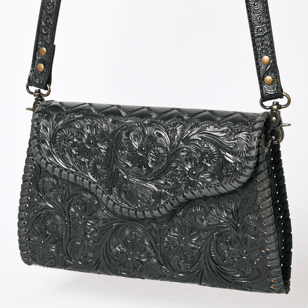 ADBG1137 American Darling Hand Tooled Floral Leather Clutch & Crossbody Purse