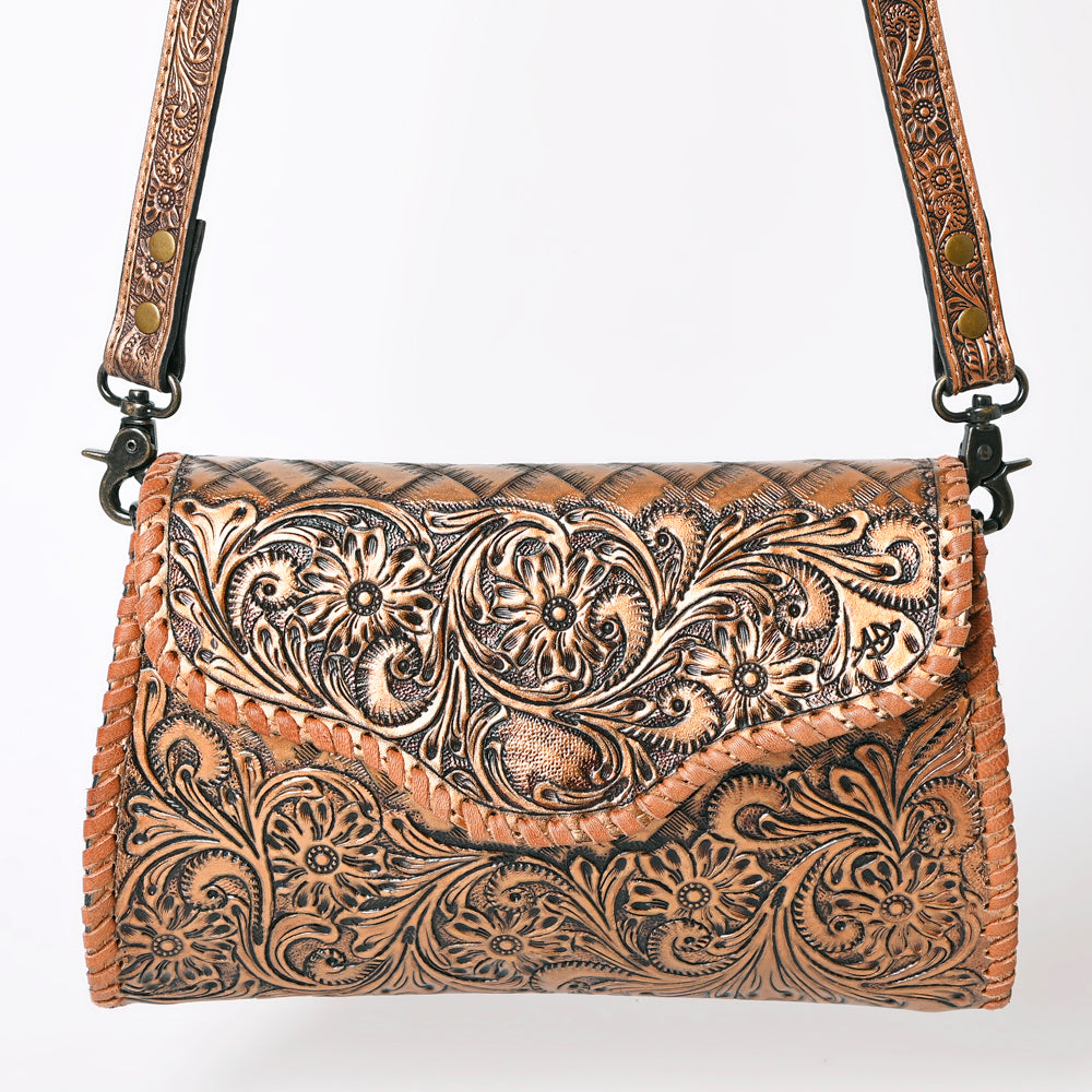 ADBG1137 American Darling Hand Tooled Floral Leather Clutch & Crossbody Purse