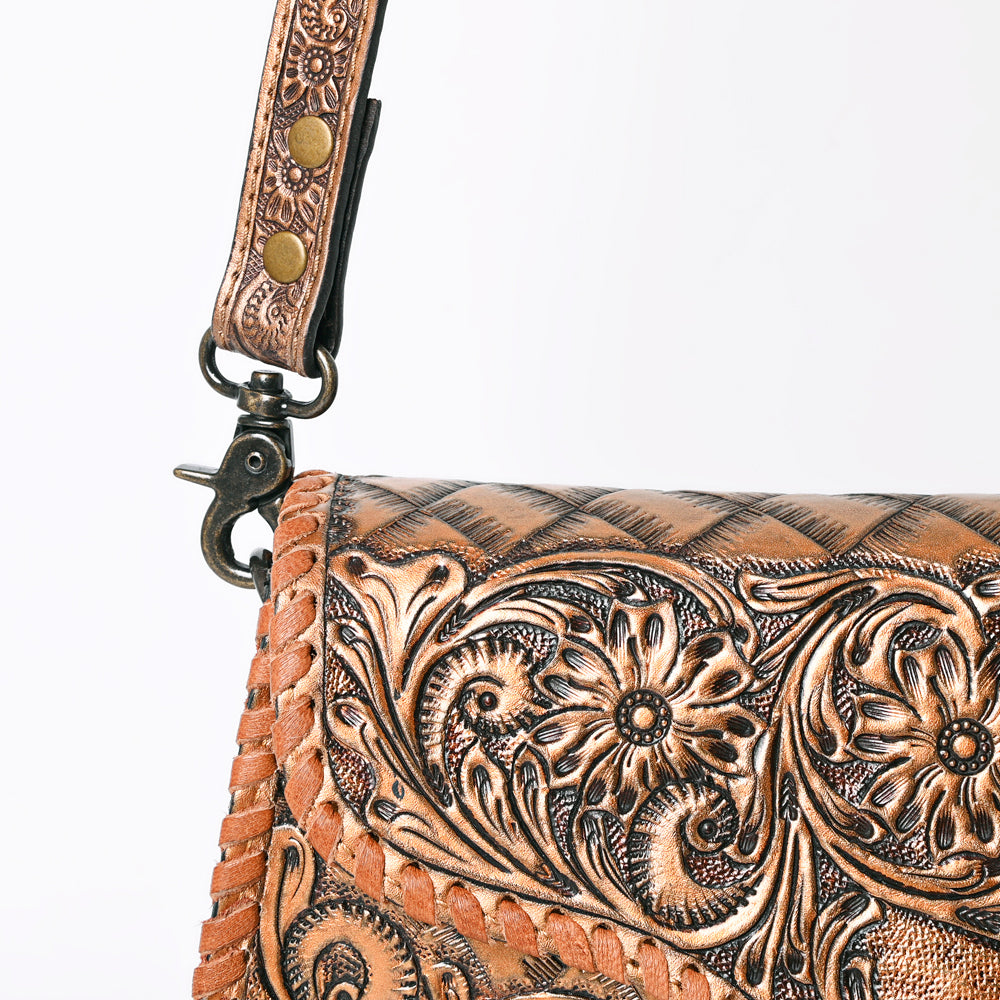 ADBG1137 American Darling Hand Tooled Floral Leather Clutch & Crossbody Purse