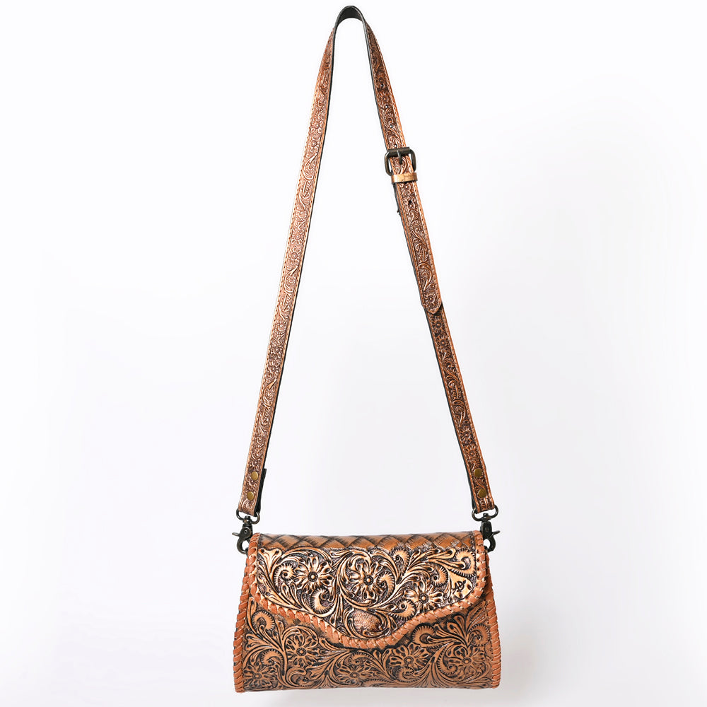ADBG1137 American Darling Hand Tooled Floral Leather Clutch & Crossbody Purse