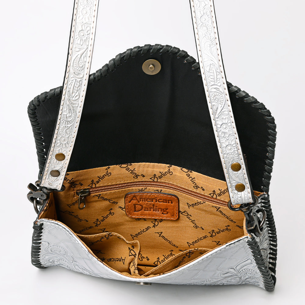ADBG1137 American Darling Hand Tooled Floral Leather Clutch & Crossbody Purse