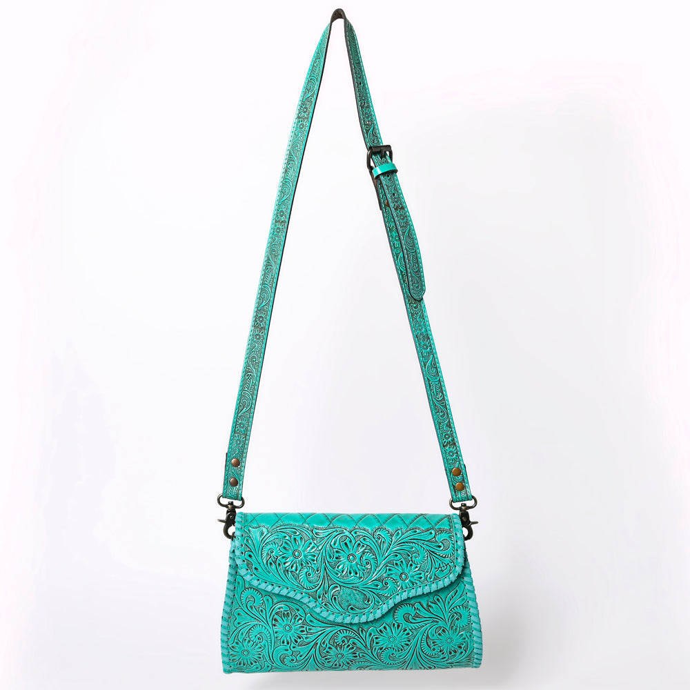 ADBG1137 American Darling Hand Tooled Floral Leather Clutch & Crossbody Purse