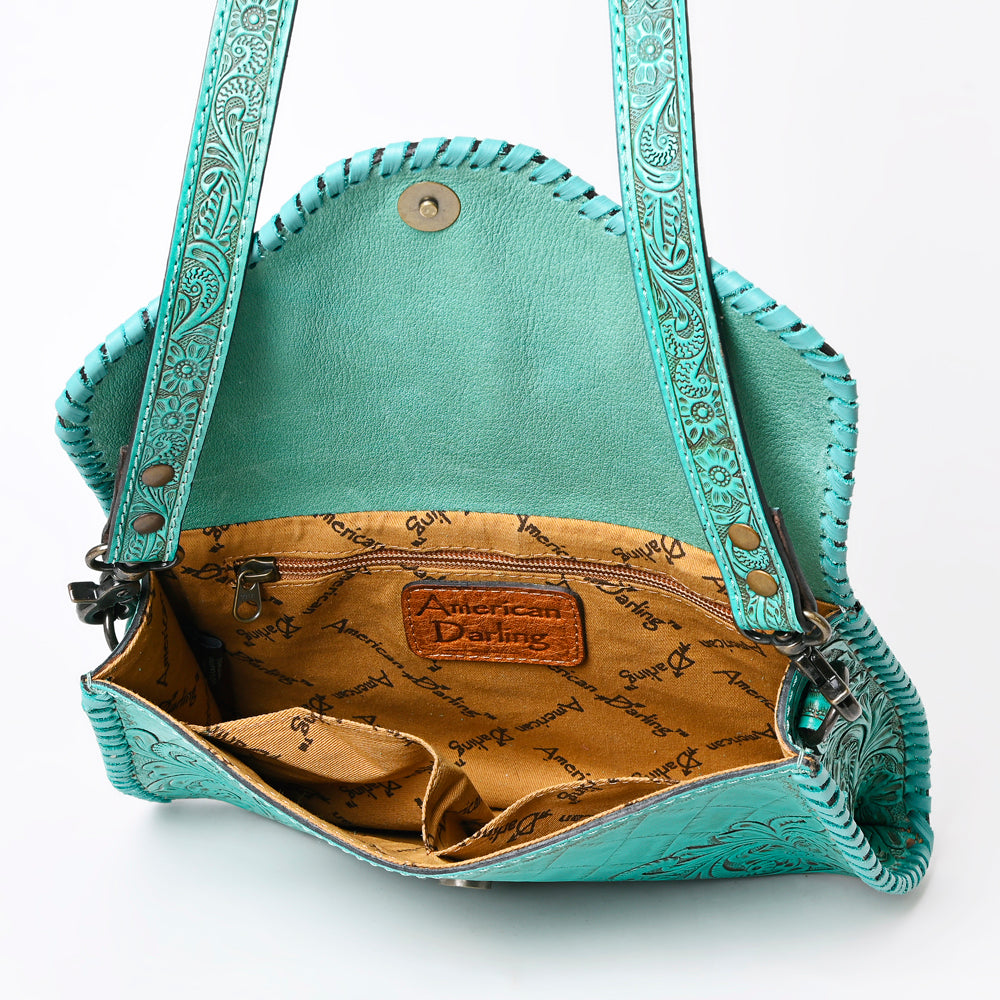 ADBG1137 American Darling Hand Tooled Floral Leather Clutch & Crossbody Purse