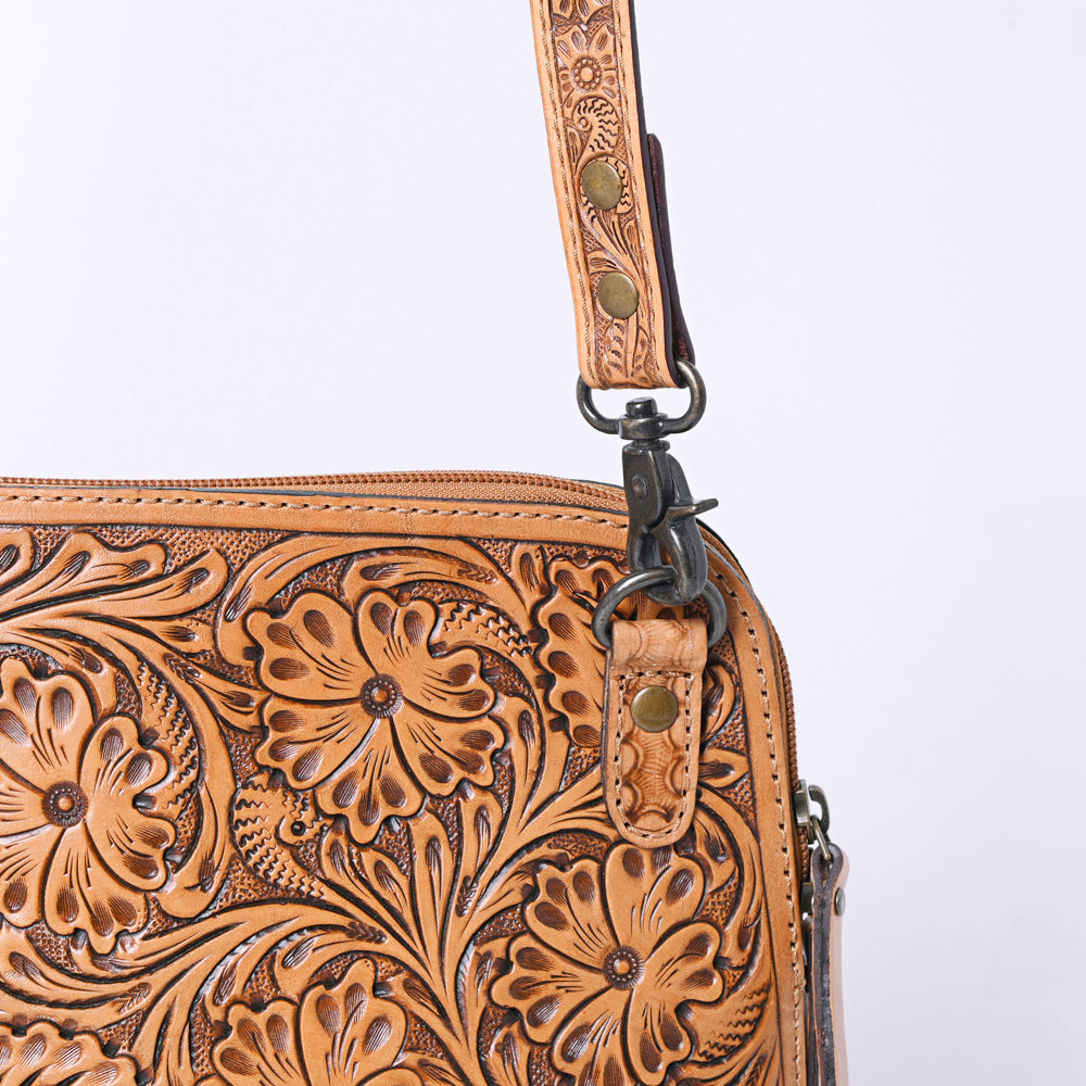 ADBG1138 American Darling Hand Tooled Floral Leather Crossbody Bag Western Purse