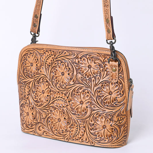 ADBG1138 American Darling Hand Tooled Floral Leather Crossbody Bag Western Purse