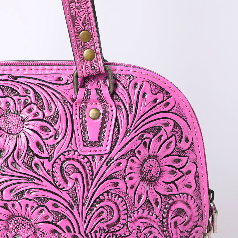 ADBG1139 American Darling Pink Hand Tooled Floral Leather Tote Bag Western Purse