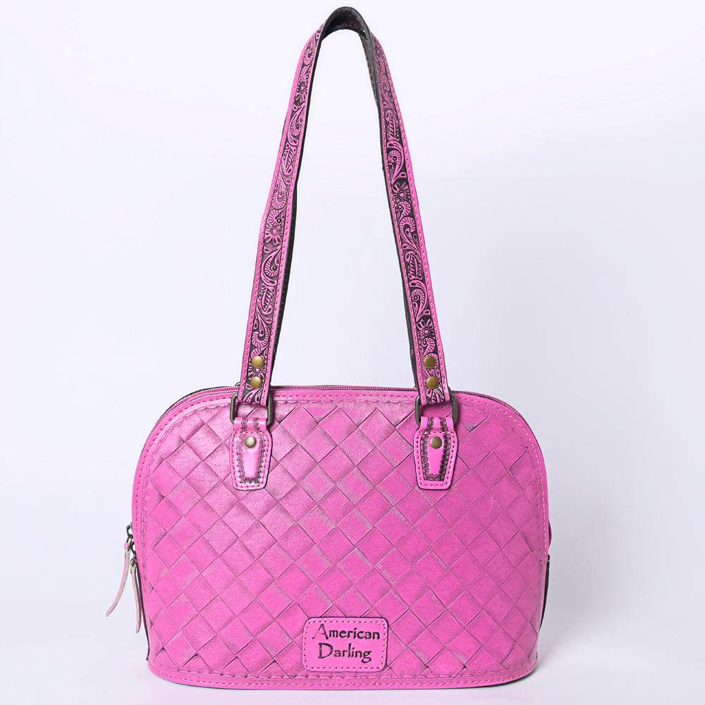 ADBG1139 American Darling Pink Hand Tooled Floral Leather Tote Bag Western Purse