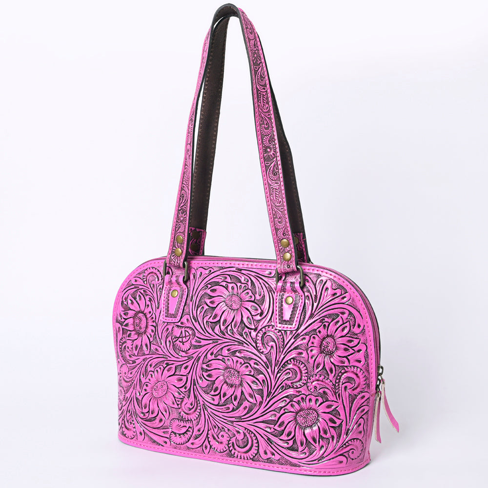 ADBG1139 American Darling Pink Hand Tooled Floral Leather Tote Bag Western Purse