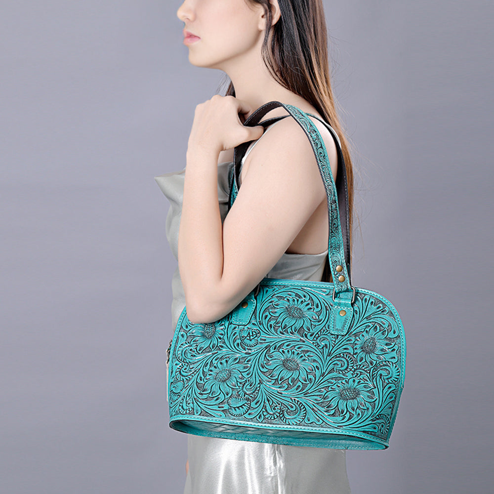 ADBG1139 American Darling Hand Tooled Floral Leather Tote Bag Western Purse