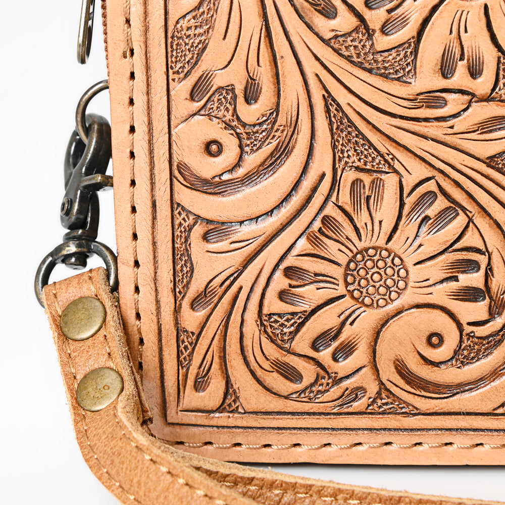 ADBG1140 American Darling Hand-Tooled Western Leather Clutch Bag - Genuine Carved Artisan Womens Wristlet