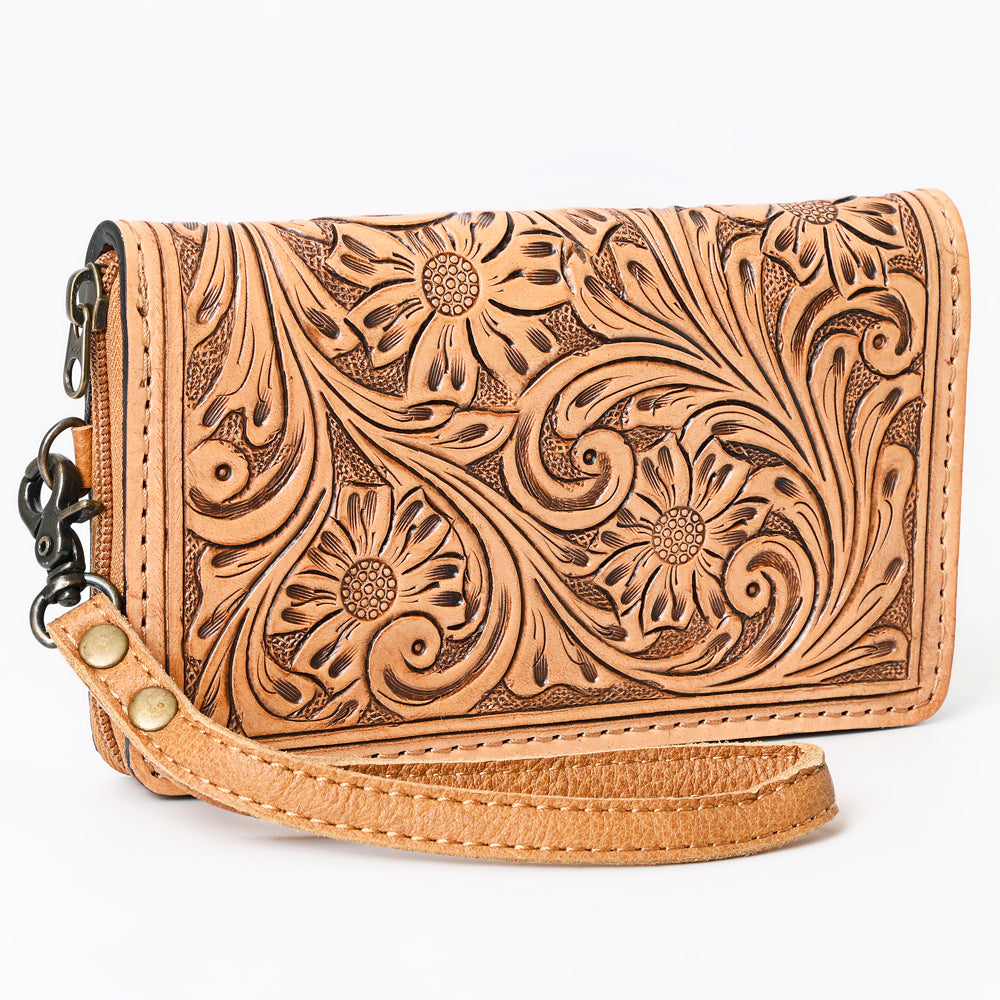 ADBG1140 American Darling Hand-Tooled Western Leather Clutch Bag - Genuine Carved Artisan Womens Wristlet