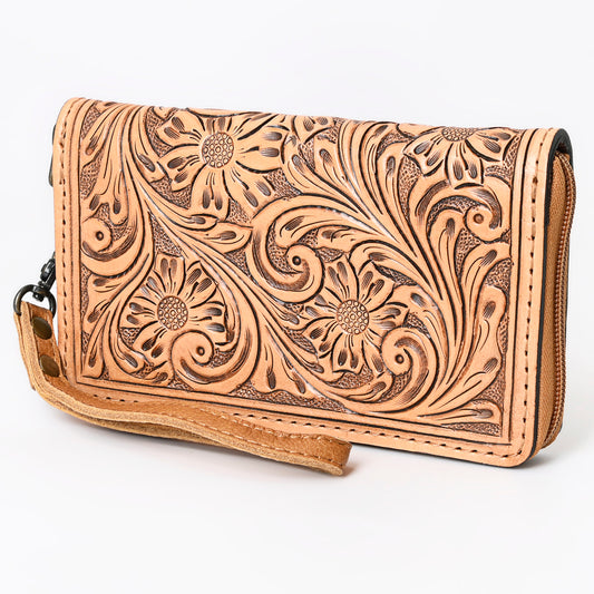 ADBG1140 American Darling Hand-Tooled Western Leather Clutch Bag - Genuine Carved Artisan Womens Wristlet