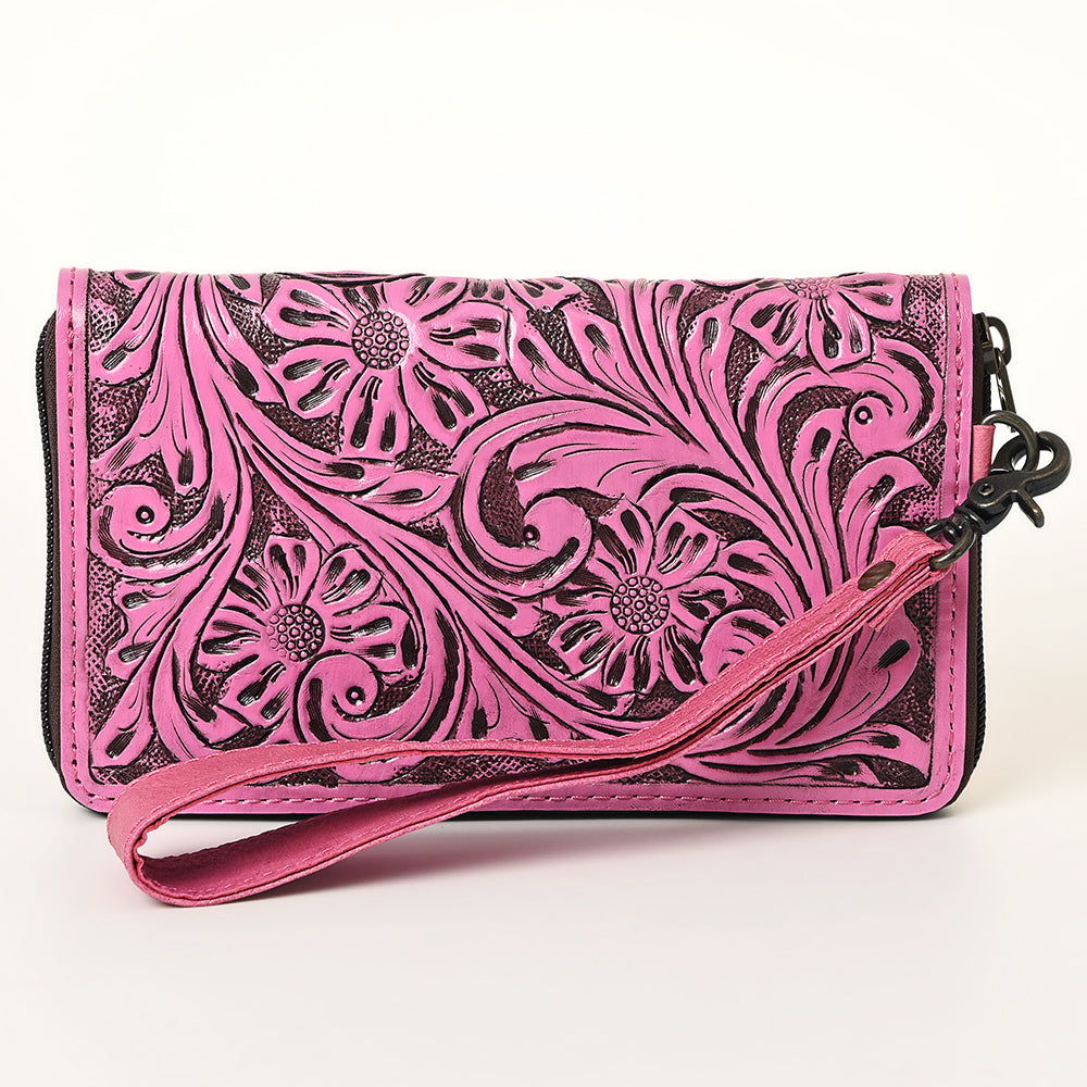 ADBG1140 American Darling Hand-Tooled Western Leather Clutch - Genuine Carved Artisan Womens Wristlet Bag