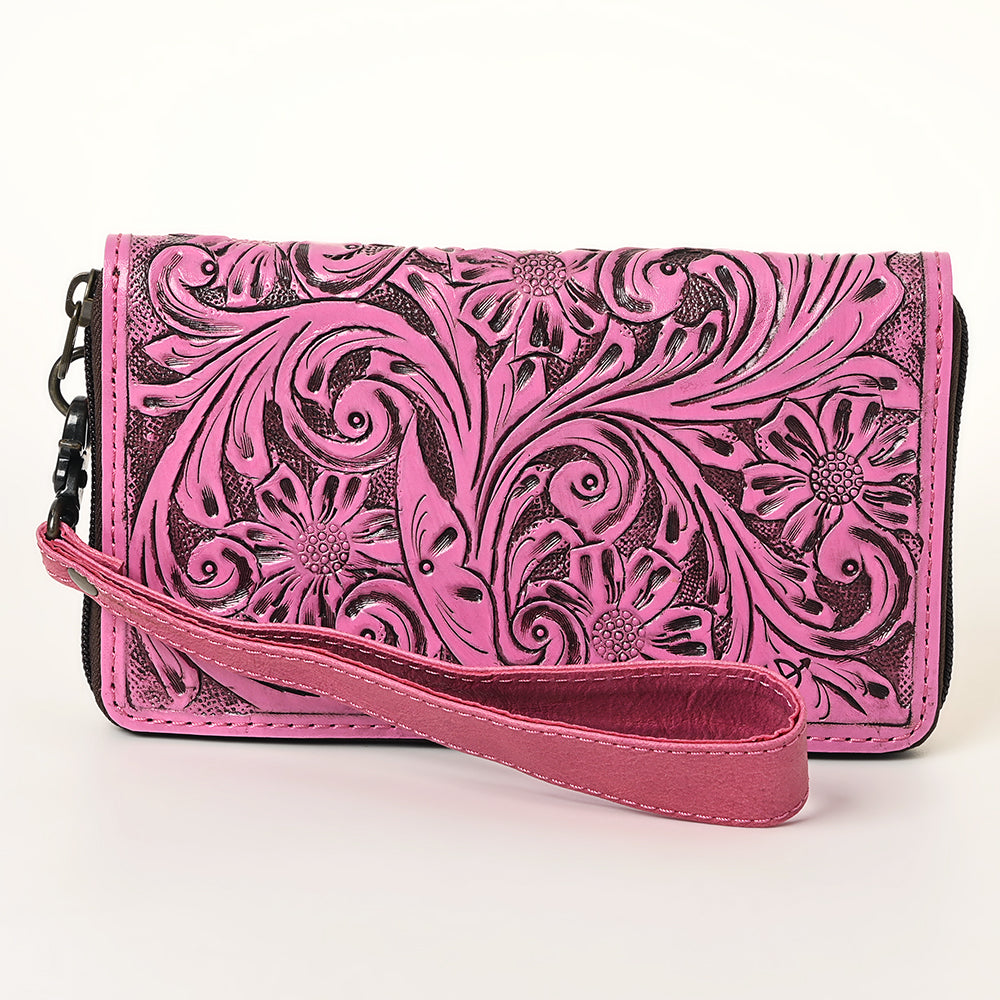 ADBG1140 American Darling Hand-Tooled Western Leather Clutch - Genuine Carved Artisan Womens Wristlet Bag