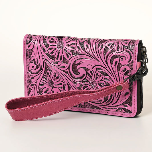 ADBG1140 American Darling Hand-Tooled Western Leather Clutch - Genuine Carved Artisan Womens Wristlet Bag