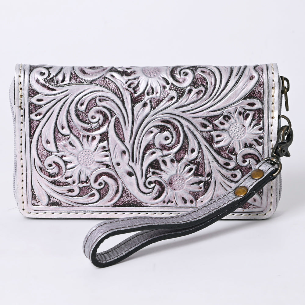 ADBG1140 American Darling Hand-Tooled Western Leather Clutch Bag - Genuine Carved Artisan Womens Wristlet