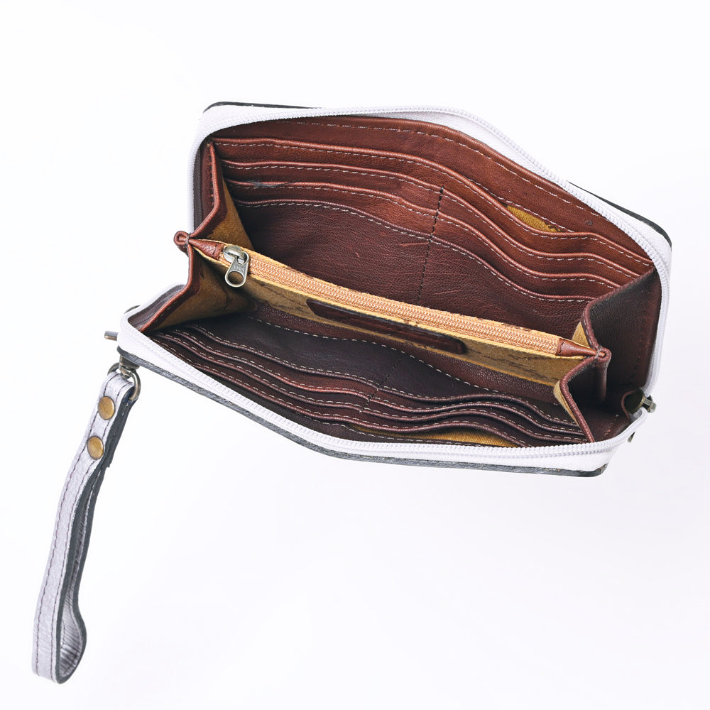 ADBG1140 American Darling Hand-Tooled Western Leather Clutch Bag - Genuine Carved Artisan Womens Wristlet