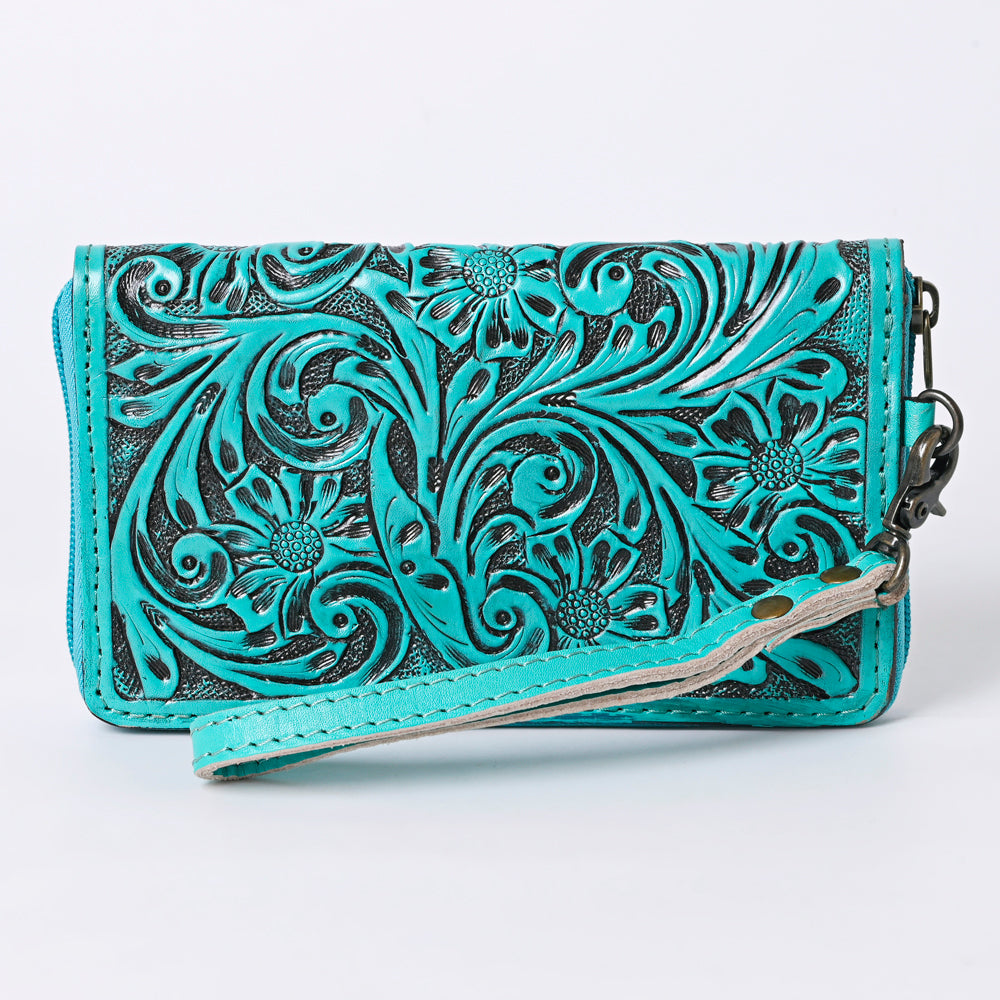 ADBG1140 American Darling Hand-Tooled Western Leather Clutch Bag - Genuine Carved Artisan Womens Wristlet